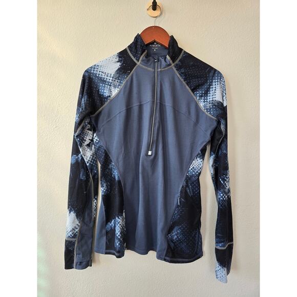 Athleta Long Sleeve 1/4 Zip Pullover | Small | Blue Snake Print Athletic Top - Picture 1 of 7